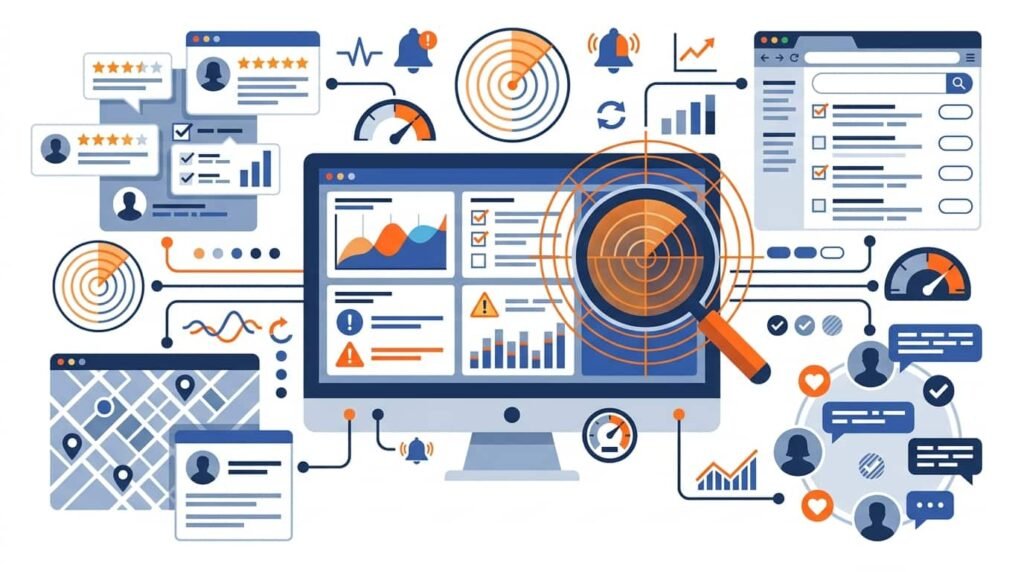 Online reputation monitoring across reviews and digital platforms